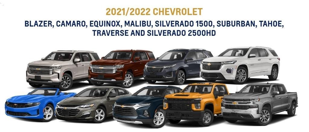 2021/2022 Chevrolet models lineup display